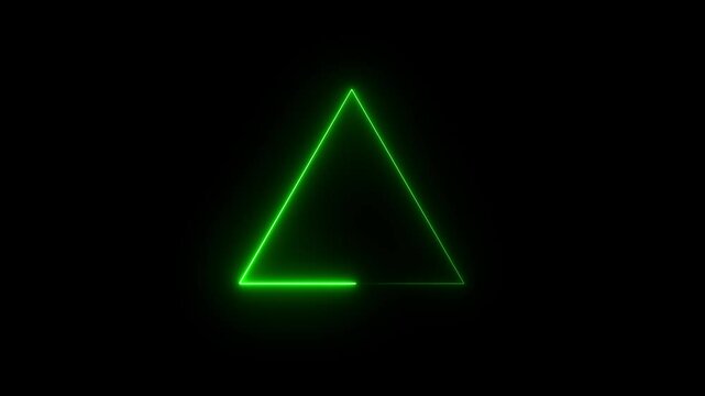  glowing neon triangle icon animation on black background