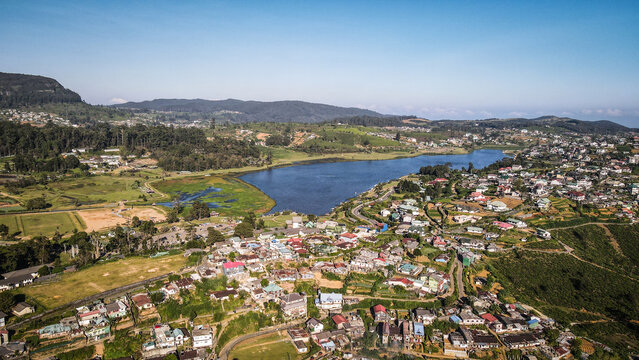 The aerial view of Nuwara Eliya in Sri Lanka