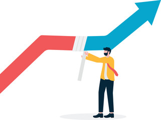 Broken arrow graph, Bankruptcy, economic crisis, loss of income. investment stabilization or the revival of the stock market.

