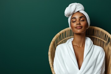 A young girl's portrait in a spa salon, set against a light backdrop.
