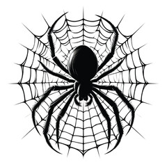 Obraz premium Silhouette spider and web