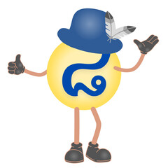 Thai number eight design from cartoon characters on white background. Home or kindergarten decoration.