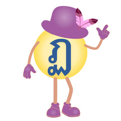 A set of Thai letters or Thai fonts, bright colors, cartoon style. Cartoon illustrations are examples for children, home or kindergarten decorations.