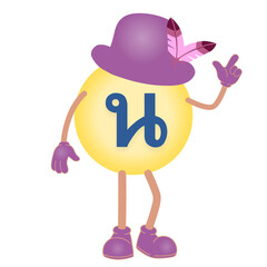 A set of Thai letters or Thai fonts, bright colors, cartoon style. Cartoon illustrations are examples for children, home or kindergarten decorations.