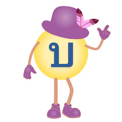 A set of Thai letters or Thai fonts, bright colors, cartoon style. Cartoon illustrations are examples for children, home or kindergarten decorations.