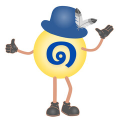 Design of one Thai number from cartoon character on white background. Home or kindergarten decoration.