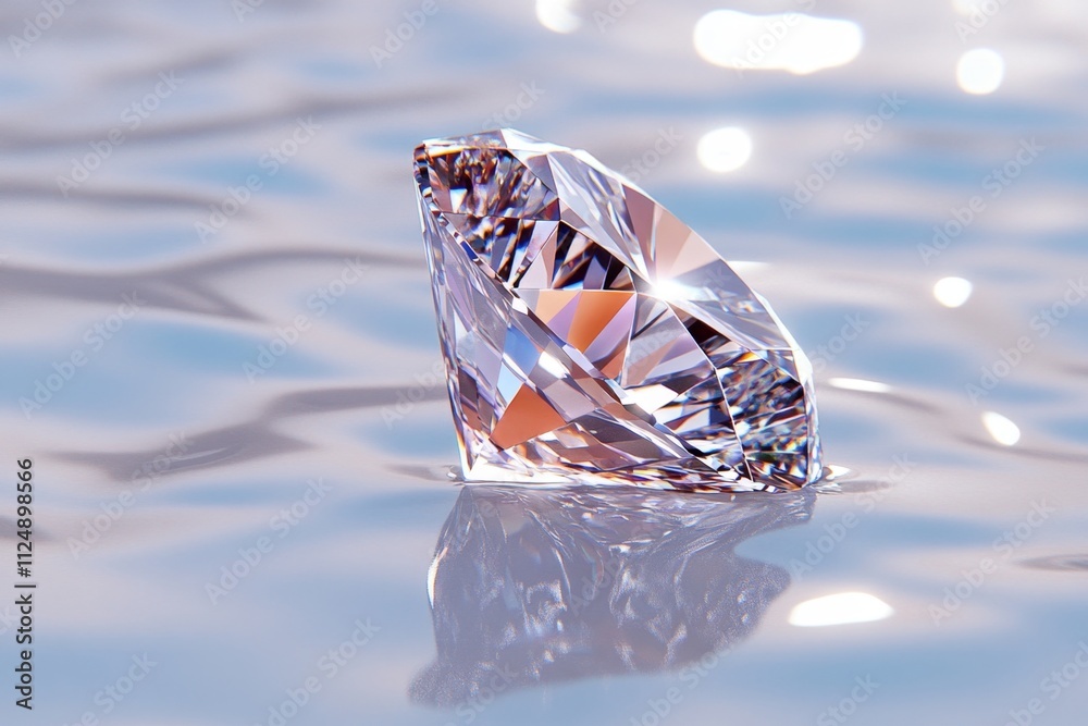 Poster A simple 2D depiction of a diamond with rays of light emanating outward, emphasizing brilliance and clarity on a white backdrop