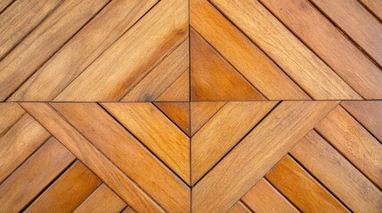 Wooden Flooring Pattern with Geometric Design in Warm Brown Tones