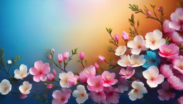 Pastel Dream: Delicate blossoms in soft pink and white, artfully arranged against a dreamy, colorful backdrop.  A serene and beautiful image perfect for spring or summer themes.
