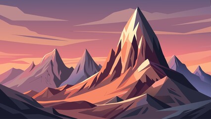 A mountain range with a mountain in the foreground