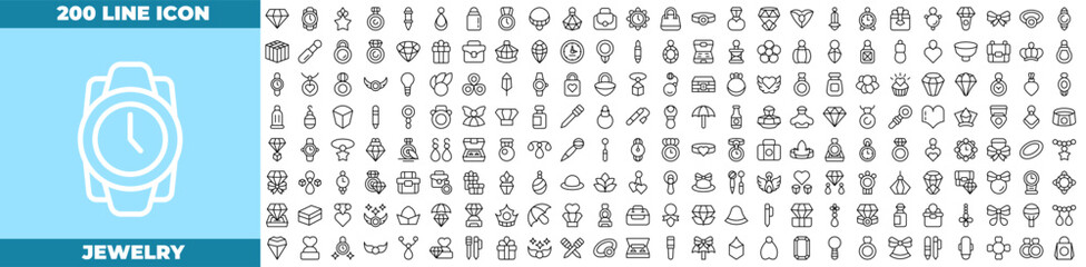 Jewelry Line Editable Icons set.