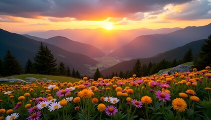 sunset in the mountains