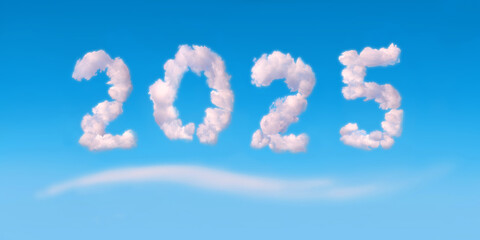 2025 year in bright sky of light clouds