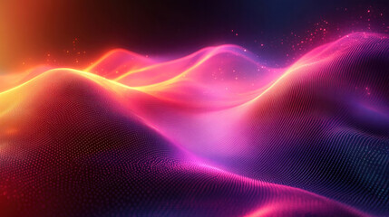 Fototapeta premium Abstract background with geometric fractals in dynamic neon gradients