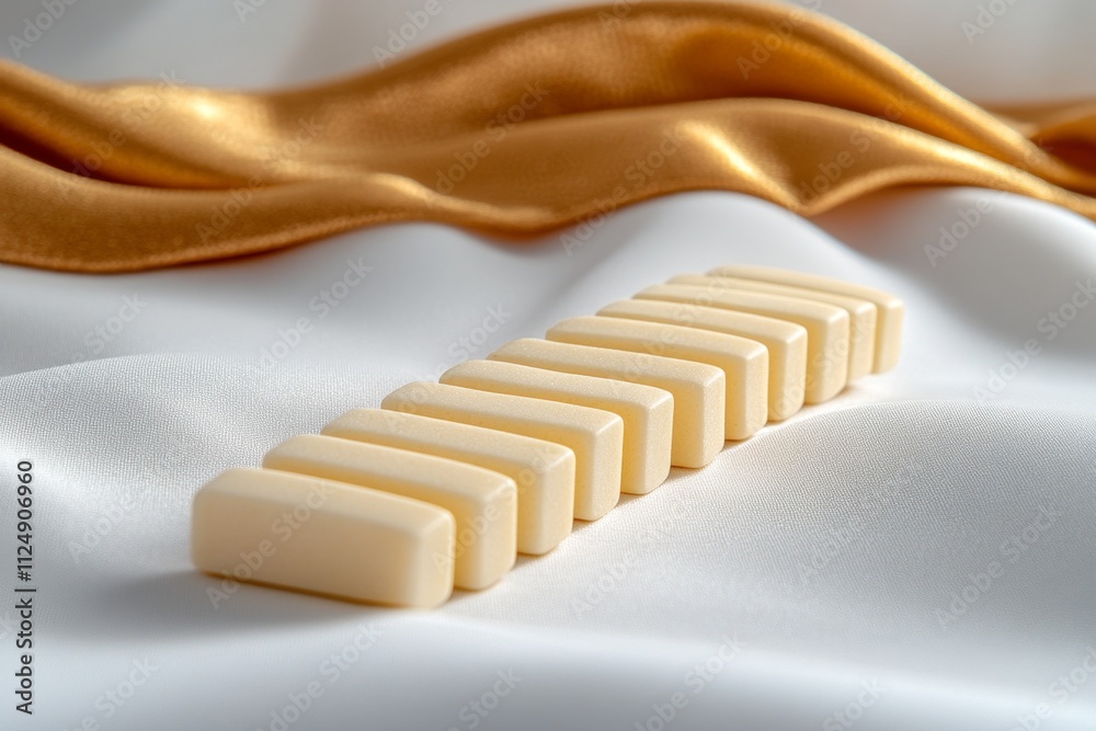 Aufkleber An artistic representation of domino tiles in a cascading effect, their clean lines and precise alignment displayed against a white backdrop