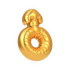 Shiny gold balloon resembling the female gender symbol, ideal for women empowerment events, celebrations, or decorative themes. 3D render illustration