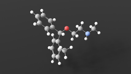 tofenacin molecule 3d, molecular structure, ball and stick model, structural chemical formula antidepressant
