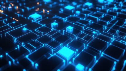 Obraz premium Abstract Blue Glowing Cubes