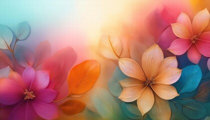 Floral Dream: A delicate and ethereal painting featuring soft, pastel hues and intricate floral details. The flowers bloom against a vibrant, colorful backdrop.