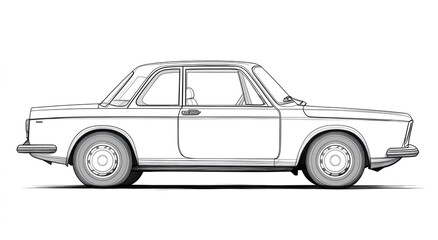 Coloring page for kids, a very cute car in the cartoon style, drawing on a white background