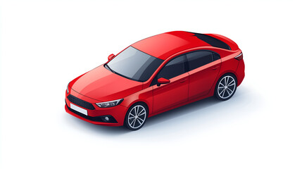 Naklejka premium Red car in isometric view on a white background