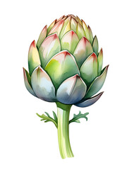Fototapeta premium Fresh Artichoke Watercolor Painting Green Botanical Food Plant