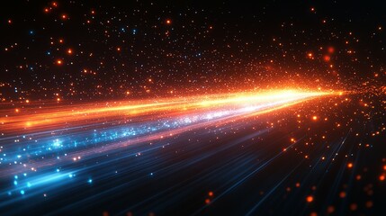 Fototapeta premium Abstract Cosmic Stream Orange Blue Light Streaks