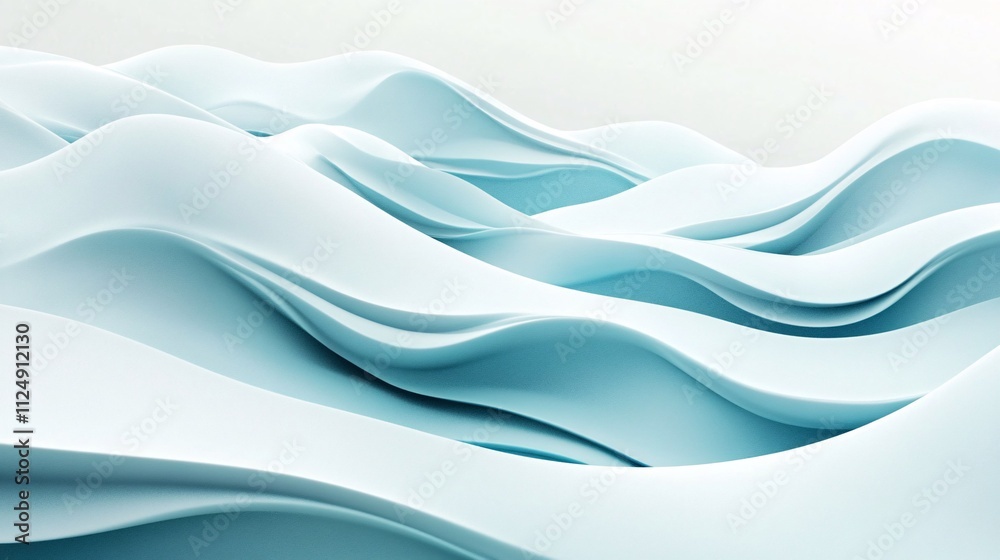 Poster Abstract light blue wavy background creating a soft and elegant design