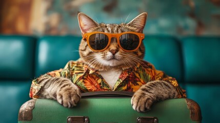 A cool cat in sunglasses.