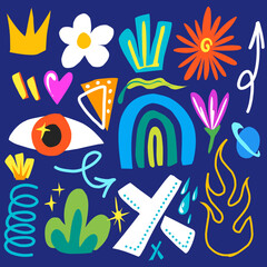 Abstract hand drawn object, various shape, pop contemporare, suitable for poster, flayer, clothing design and other graphic design needs
