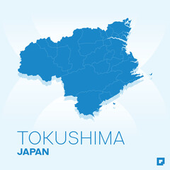 Tokushima vector map, Vector map of Tokushima, editable eps, AI files, Vector illustration of Tokushima vector map