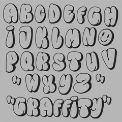 Font set graffiti bubble style suitable for poster, graphic design, clothing design, sticker etc