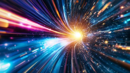 Digitally generated outer space travel composition.