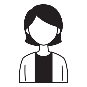 recommend clip art: 顔のない若い女性の人物アイコンのイラスト　黒　モノクロ