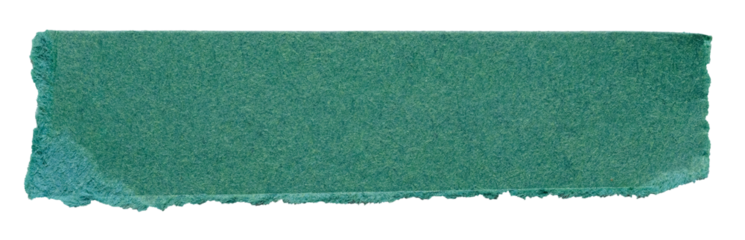 Isolated cut out torn piece of blank green paper note cardboard with texture and copy space for text, transparent png background design element