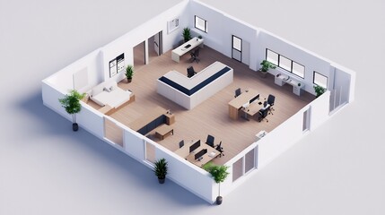 Bright and Collaborative Modern Open Office Design Layout with Shared Desks