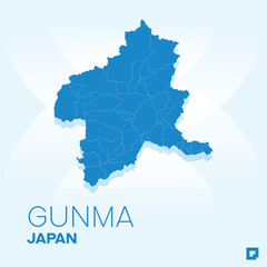 Obraz premium Gunma vector map, Vector map of Gunma, editable eps, AI files, Vector illustration of Gunma vector map