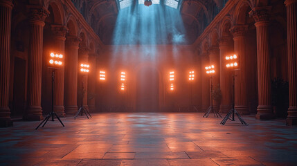 Fototapeta premium Photography studio background with a matte white surface and diffused lighting