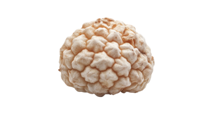 Sugar Apple with smooth, creamy flesh, a realistic, textured pit, showing fresh ripeness and health appeal, isolated on a white background