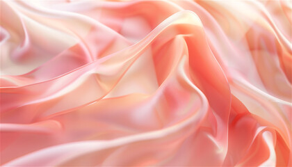 Soft Flowing Satin Fabric in Shades of Pink and Peach with Gentle Light Reflections – Luxurious Abstract Texture for Design and Backgrounds