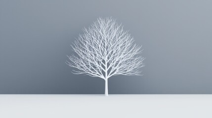 Minimalist White Tree Against Soft Gray Background for Contemporary Design Concepts