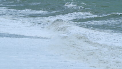Powerful Stormy Sea Waves. Climate Change Effect On The Weather Crating Massive Sea Waves. Static.