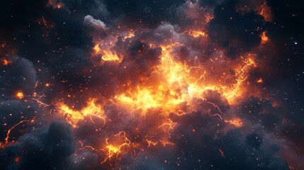 Naklejka premium lightning sparkles, beautiful flash, thunder, night, dusk, mysterious atmosphere, 3d illustration