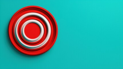 Obraz premium Abstract geometric shapes in red and white on a vibrant teal background for artistic design