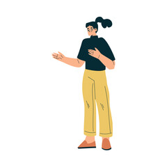 Woman Teacher Character in Standing Pose Vector Illustration