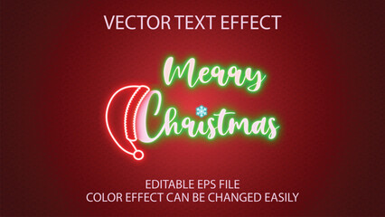 Editable eps Merry christmas neon text effect