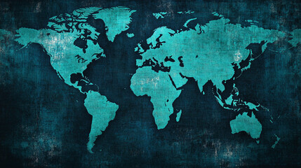 A textured world map in a colorful, Artistic representation of a world map in a modern color tone background, Exploring the intricacies of a creatively designed world map.