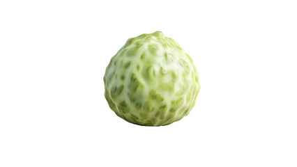 Fototapeta premium Cherimoya with smooth, creamy flesh, a realistic, textured pit, showing fresh ripeness and health appeal, isolated on a white background