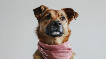 Obraz premium Playful dog posing in studio indoor photography bright environment portrait style joy and companionship concept