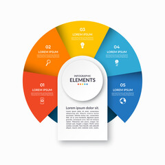Infographic cycle diagram with 5 steps, parts. Vector infographic circular template with 5 options and place for text. Can be used for report, presentation, data visualization.